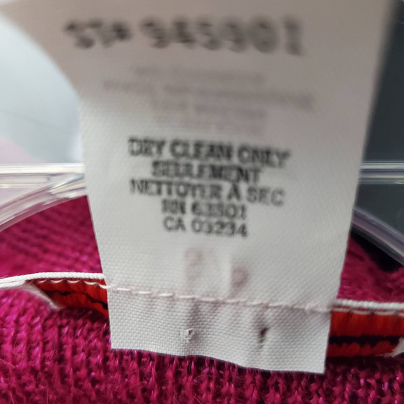 Alfred Sung Magenta Oversized Embroidered Wool Blend Cardigan S - Picture 5 of 5